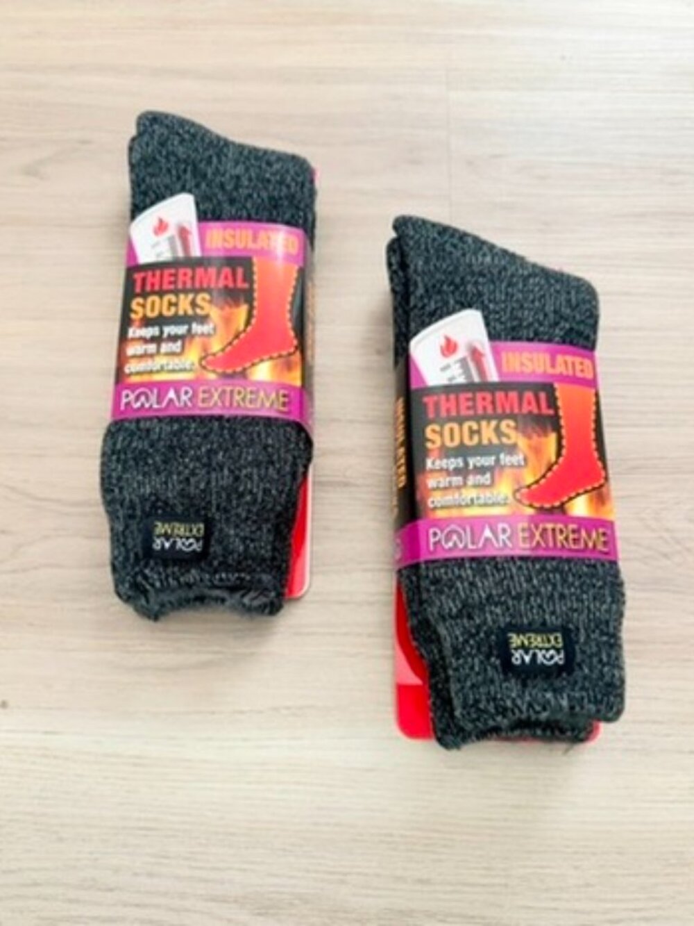 Polar Extreme Grey Marled Insulated Thermal Cozy Socks 2 Pair Bundle